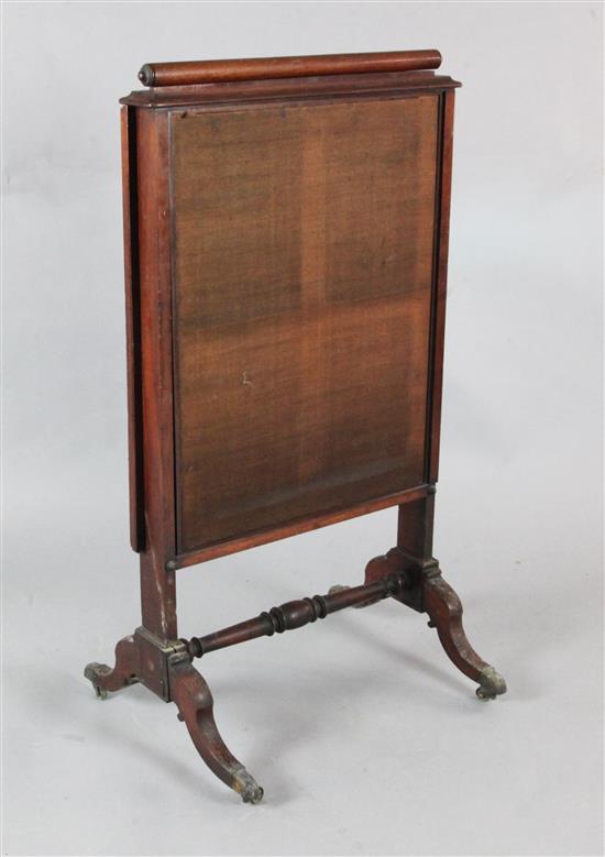 A Regency mahogany firescreen H.3ft 6in. W.1ft 11in.